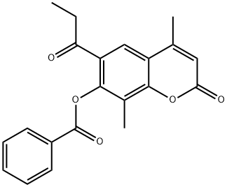 4,8-dimethyl-2-oxo-6-propionyl-2H-chromen-7-yl benzoate Struktur