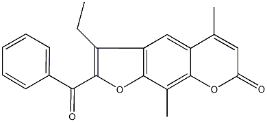 2-benzoyl-3-ethyl-5,9-dimethyl-7H-furo[3,2-g]chromen-7-one Struktur