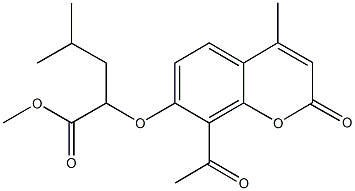 methyl 2-[(8-acetyl-4-methyl-2-oxo-2H-chromen-7-yl)oxy]-4-methylpentanoate Struktur