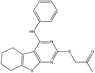 1-[(4-anilino-5,6,7,8-tetrahydro[1]benzothieno[2,3-d]pyrimidin-2-yl)sulfanyl]acetone Struktur