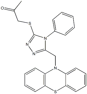 1-{[5-(10H-phenothiazin-10-ylmethyl)-4-phenyl-4H-1,2,4-triazol-3-yl]sulfanyl}acetone Struktur