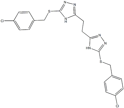 3-[(4-chlorobenzyl)sulfanyl]-5-(2-{5-[(4-chlorobenzyl)sulfanyl]-4H-1,2,4-triazol-3-yl}ethyl)-4H-1,2,4-triazole Struktur