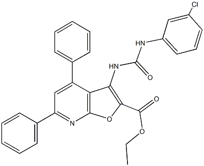 ethyl 3-{[(3-chloroanilino)carbonyl]amino}-4,6-diphenylfuro[2,3-b]pyridine-2-carboxylate Struktur