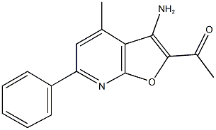 1-(3-amino-4-methyl-6-phenylfuro[2,3-b]pyridin-2-yl)ethanone Struktur