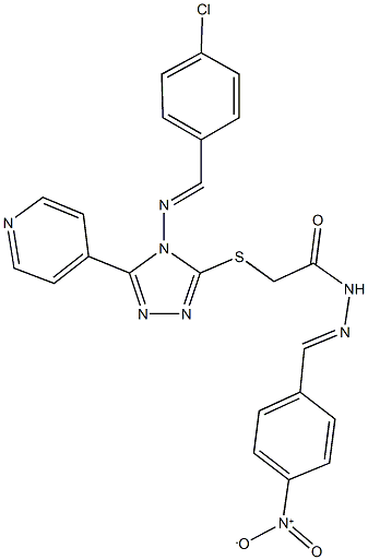 2-{[4-[(4-chlorobenzylidene)amino]-5-(4-pyridinyl)-4H-1,2,4-triazol-3-yl]sulfanyl}-N'-{4-nitrobenzylidene}acetohydrazide Struktur