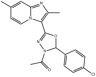 3-[4-acetyl-5-(4-chlorophenyl)-4,5-dihydro-1,3,4-oxadiazol-2-yl]-2,7-dimethylimidazo[1,2-a]pyridine Struktur