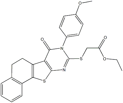 ethyl {[8-(4-methoxyphenyl)-7-oxo-5,6,7,8-tetrahydronaphtho[2',1':4,5]thieno[2,3-d]pyrimidin-9-yl]sulfanyl}acetate Struktur