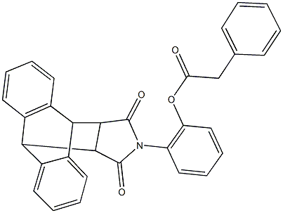 2-(16,18-dioxo-17-azapentacyclo[6.6.5.0~2,7~.0~9,14~.0~15,19~]nonadeca-2,4,6,9,11,13-hexaen-17-yl)phenyl phenylacetate Struktur