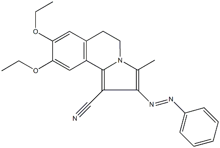 8,9-diethoxy-3-methyl-2-(phenyldiazenyl)-5,6-dihydropyrrolo[2,1-a]isoquinoline-1-carbonitrile Struktur