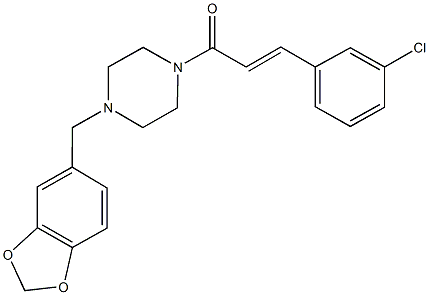 1-(1,3-benzodioxol-5-ylmethyl)-4-[3-(3-chlorophenyl)acryloyl]piperazine Struktur