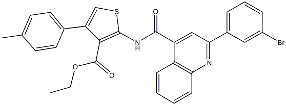 ethyl 2-({[2-(3-bromophenyl)-4-quinolinyl]carbonyl}amino)-4-(4-methylphenyl)-3-thiophenecarboxylate Struktur