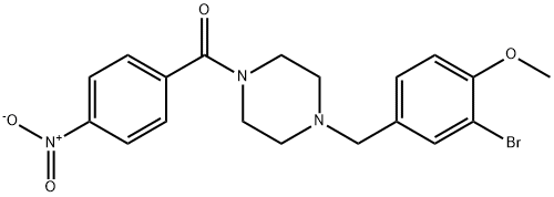 1-(3-bromo-4-methoxybenzyl)-4-{4-nitrobenzoyl}piperazine Struktur