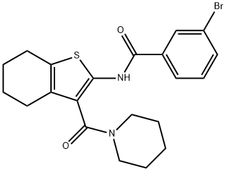 3-bromo-N-[3-(1-piperidinylcarbonyl)-4,5,6,7-tetrahydro-1-benzothien-2-yl]benzamide Struktur