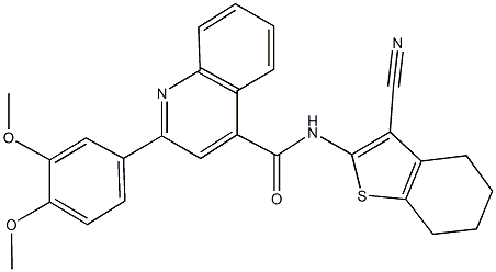 N-(3-cyano-4,5,6,7-tetrahydro-1-benzothien-2-yl)-2-(3,4-dimethoxyphenyl)-4-quinolinecarboxamide Struktur