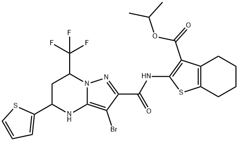 isopropyl 2-({[3-bromo-5-(2-thienyl)-7-(trifluoromethyl)-4,5,6,7-tetrahydropyrazolo[1,5-a]pyrimidin-2-yl]carbonyl}amino)-4,5,6,7-tetrahydro-1-benzothiophene-3-carboxylate Struktur