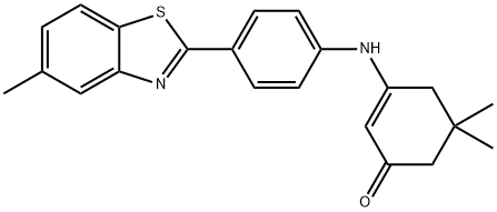 5,5-dimethyl-3-[4-(5-methyl-1,3-benzothiazol-2-yl)anilino]-2-cyclohexen-1-one Struktur