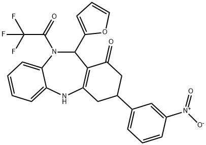 11-(2-furyl)-3-{3-nitrophenyl}-10-(trifluoroacetyl)-2,3,4,5,10,11-hexahydro-1H-dibenzo[b,e][1,4]diazepin-1-one Struktur