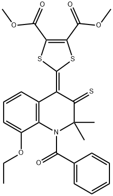 dimethyl 2-(1-benzoyl-8-ethoxy-2,2-dimethyl-3-thioxo-2,3-dihydro-4(1H)-quinolinylidene)-1,3-dithiole-4,5-dicarboxylate Struktur