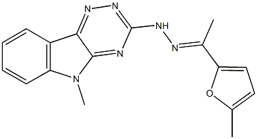 1-(5-methyl-2-furyl)ethanone (5-methyl-5H-[1,2,4]triazino[5,6-b]indol-3-yl)hydrazone Struktur