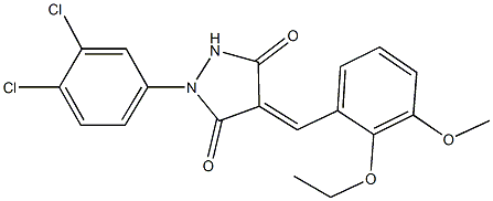 1-(3,4-dichlorophenyl)-4-(2-ethoxy-3-methoxybenzylidene)-3,5-pyrazolidinedione Struktur