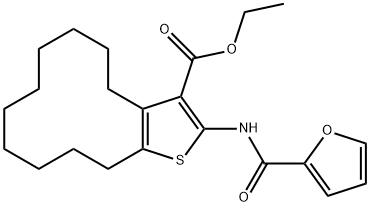 ethyl 2-(2-furoylamino)-4,5,6,7,8,9,10,11,12,13-decahydrocyclododeca[b]thiophene-3-carboxylate Struktur