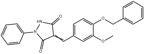 4-[4-(benzyloxy)-3-methoxybenzylidene]-1-phenyl-3,5-pyrazolidinedione Struktur