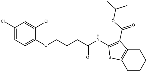 isopropyl 2-{[4-(2,4-dichlorophenoxy)butanoyl]amino}-4,5,6,7-tetrahydro-1-benzothiophene-3-carboxylate Struktur