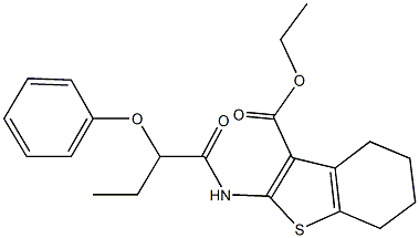 ethyl 2-[(2-phenoxybutanoyl)amino]-4,5,6,7-tetrahydro-1-benzothiophene-3-carboxylate Struktur