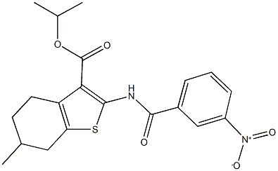 isopropyl 2-({3-nitrobenzoyl}amino)-6-methyl-4,5,6,7-tetrahydro-1-benzothiophene-3-carboxylate Struktur