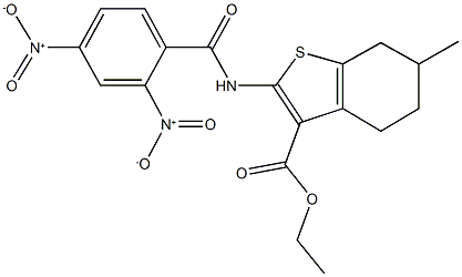 ethyl 2-({2,4-bisnitrobenzoyl}amino)-6-methyl-4,5,6,7-tetrahydro-1-benzothiophene-3-carboxylate Struktur