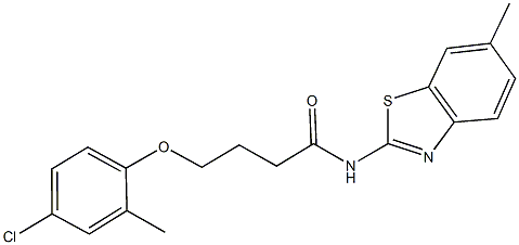 4-(4-chloro-2-methylphenoxy)-N-(6-methyl-1,3-benzothiazol-2-yl)butanamide Struktur