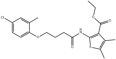 ethyl 2-{[4-(4-chloro-2-methylphenoxy)butanoyl]amino}-4,5-dimethyl-3-thiophenecarboxylate Struktur