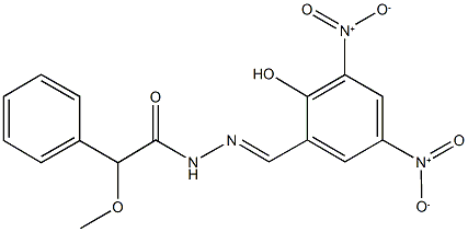 N'-{2-hydroxy-3,5-bisnitrobenzylidene}-2-methoxy-2-phenylacetohydrazide Struktur