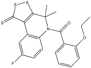 5-(2-ethoxybenzoyl)-8-fluoro-4,4-dimethyl-4,5-dihydro-1H-[1,2]dithiolo[3,4-c]quinoline-1-thione Struktur