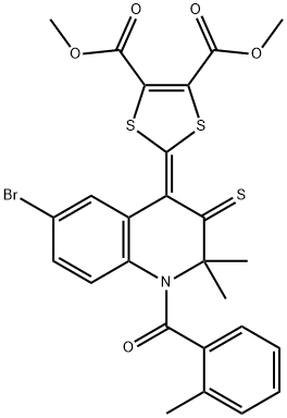 dimethyl 2-(6-bromo-2,2-dimethyl-1-(2-methylbenzoyl)-3-thioxo-2,3-dihydro-4(1H)-quinolinylidene)-1,3-dithiole-4,5-dicarboxylate Struktur