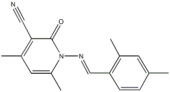 1-[(2,4-dimethylbenzylidene)amino]-4,6-dimethyl-2-oxo-1,2-dihydro-3-pyridinecarbonitrile Struktur