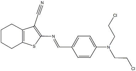 2-({4-[bis(2-chloroethyl)amino]benzylidene}amino)-4,5,6,7-tetrahydro-1-benzothiophene-3-carbonitrile Struktur