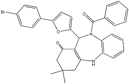 10-benzoyl-11-[5-(4-bromophenyl)-2-furyl]-3,3-dimethyl-2,3,4,5,10,11-hexahydro-1H-dibenzo[b,e][1,4]diazepin-1-one Struktur