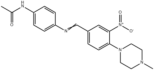 N-(4-{[3-nitro-4-(4-methyl-1-piperazinyl)benzylidene]amino}phenyl)acetamide Struktur