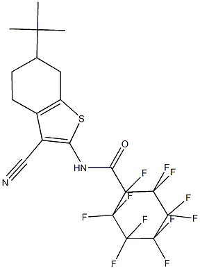 N-(6-tert-butyl-3-cyano-4,5,6,7-tetrahydro-1-benzothien-2-yl)-1,2,2,3,3,4,4,5,5,6,6-undecafluorocyclohexanecarboxamide Struktur