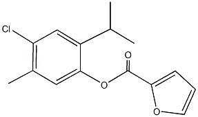 4-chloro-2-isopropyl-5-methylphenyl 2-furoate Struktur