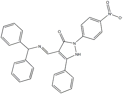 4-[(benzhydrylimino)methyl]-2-{4-nitrophenyl}-5-phenyl-1,2-dihydro-3H-pyrazol-3-one Struktur