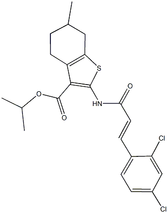 isopropyl 2-{[3-(2,4-dichlorophenyl)acryloyl]amino}-6-methyl-4,5,6,7-tetrahydro-1-benzothiophene-3-carboxylate Struktur