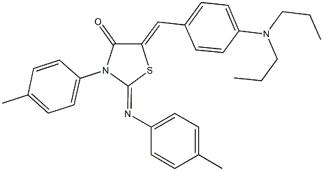 5-[4-(dipropylamino)benzylidene]-3-(4-methylphenyl)-2-[(4-methylphenyl)imino]-1,3-thiazolidin-4-one Struktur