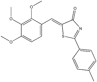 2-(4-methylphenyl)-5-(2,3,4-trimethoxybenzylidene)-1,3-thiazol-4(5H)-one Struktur