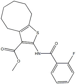 methyl 2-[(2-fluorobenzoyl)amino]-4,5,6,7,8,9-hexahydrocycloocta[b]thiophene-3-carboxylate Struktur