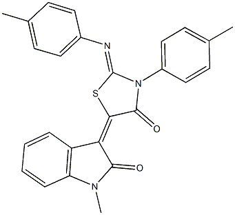 1-methyl-3-{3-(4-methylphenyl)-2-[(4-methylphenyl)imino]-4-oxo-1,3-thiazolidin-5-ylidene}-1,3-dihydro-2H-indol-2-one Struktur