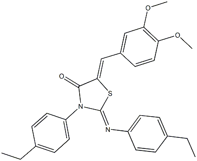 5-(3,4-dimethoxybenzylidene)-3-(4-ethylphenyl)-2-[(4-ethylphenyl)imino]-1,3-thiazolidin-4-one Struktur