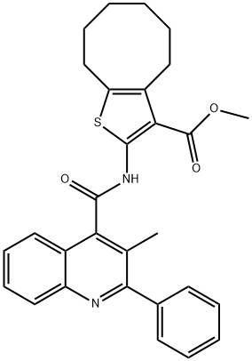 methyl 2-{[(3-methyl-2-phenyl-4-quinolinyl)carbonyl]amino}-4,5,6,7,8,9-hexahydrocycloocta[b]thiophene-3-carboxylate Struktur