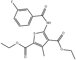 diethyl 5-[(3-fluorobenzoyl)amino]-3-methyl-2,4-thiophenedicarboxylate Struktur